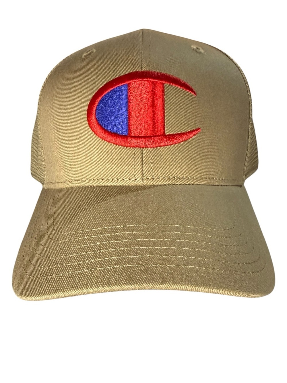 New Champion Khaki Mesh Trucker Logan Twill Hat Adjustable Sports Neutral Summer